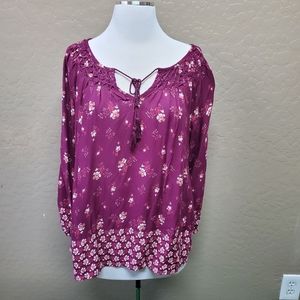 Lucky Brand Printed Floral Border Print Boho Hippi